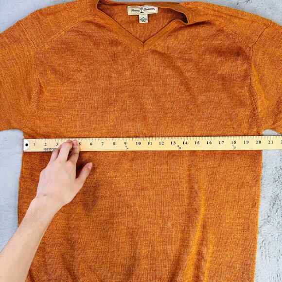 Tommy Bahama Sweater Mens XL VNeck Cotton Silk Orange Pullover - Picture 5 of 8